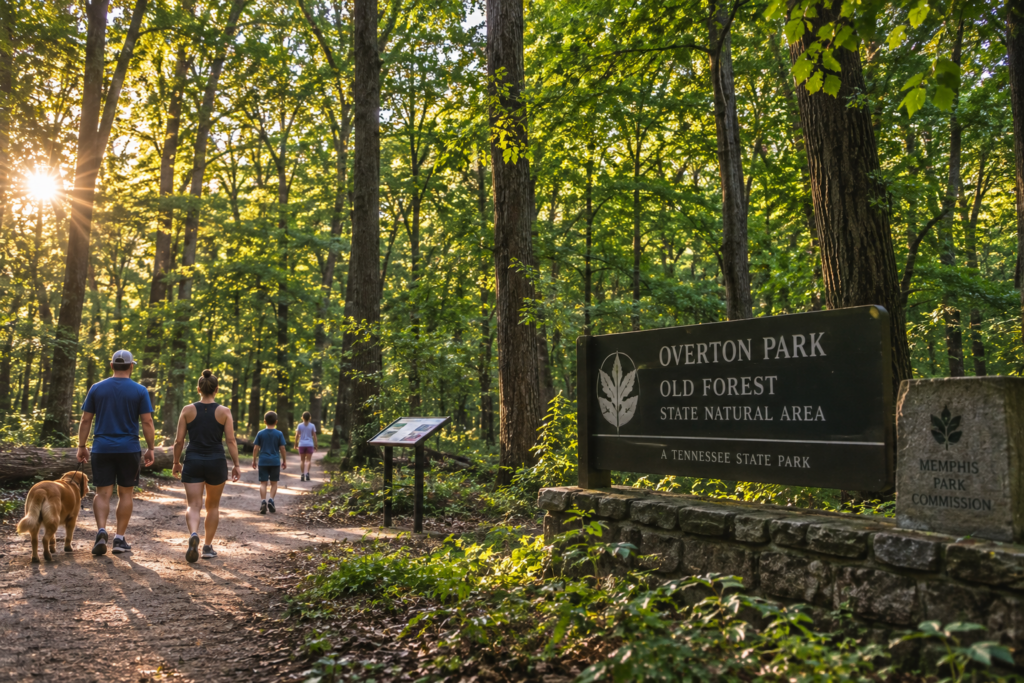 Sunlit Overton Park Forest Trail Memphis Tennessee